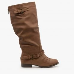 Soda Shoes Low Heel Buckled Riding Boots