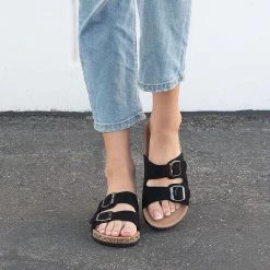 Soda Shoes Luna Double Buckle Cork Sandal Newest Arrivals