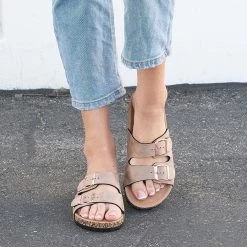 Soda Shoes Luna Double Buckle Cork Sandal Newest Arrivals