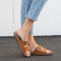 Soda Shoes Luna Double Buckle Cork Sandal Newest Arrivals