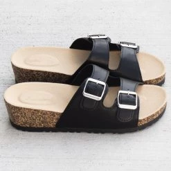 Bamboo Maggie Buckled Strap Slides Newest Arrivals