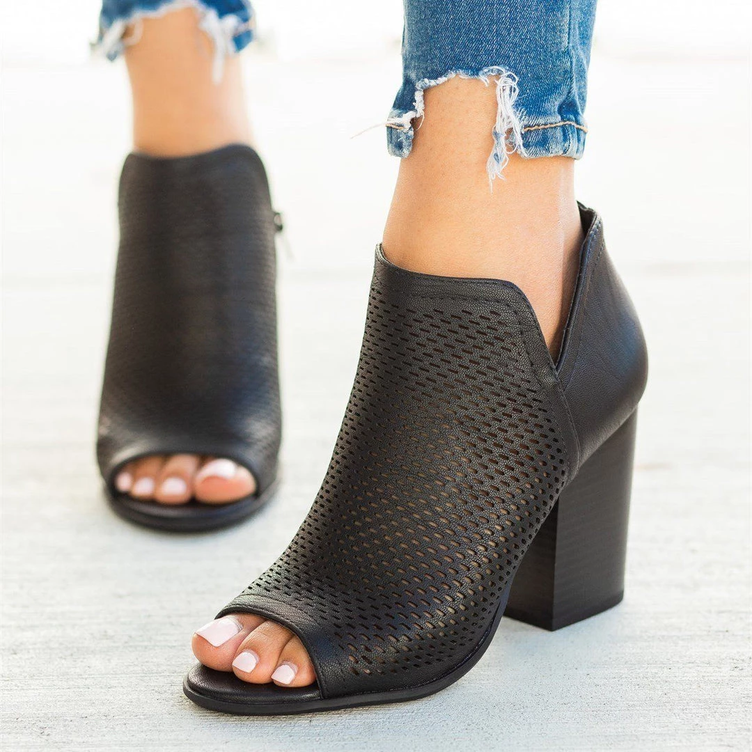 Soda Shoes Mesh Design Open-Toe Ankle Booties 8 Soda Shoes Mesh Design Open-Toe Ankle Booties