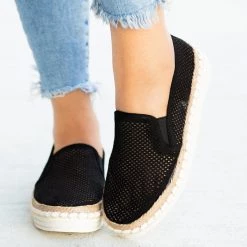 Soda Shoes Newest Arrivals Mesh Esparto Trim Slip-On Sneakers