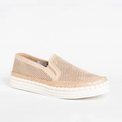 Soda Shoes Newest Arrivals Mesh Esparto Trim Slip-On Sneakers