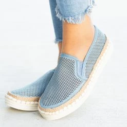 Soda Shoes Newest Arrivals Mesh Esparto Trim Slip-On Sneakers
