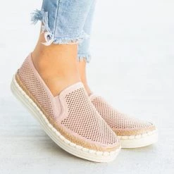 Soda Shoes Newest Arrivals Mesh Esparto Trim Slip-On Sneakers