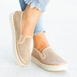 Soda Shoes Newest Arrivals Mesh Esparto Trim Slip-On Sneakers