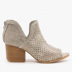Qupid Shoes Mesh Peep Toe Booties