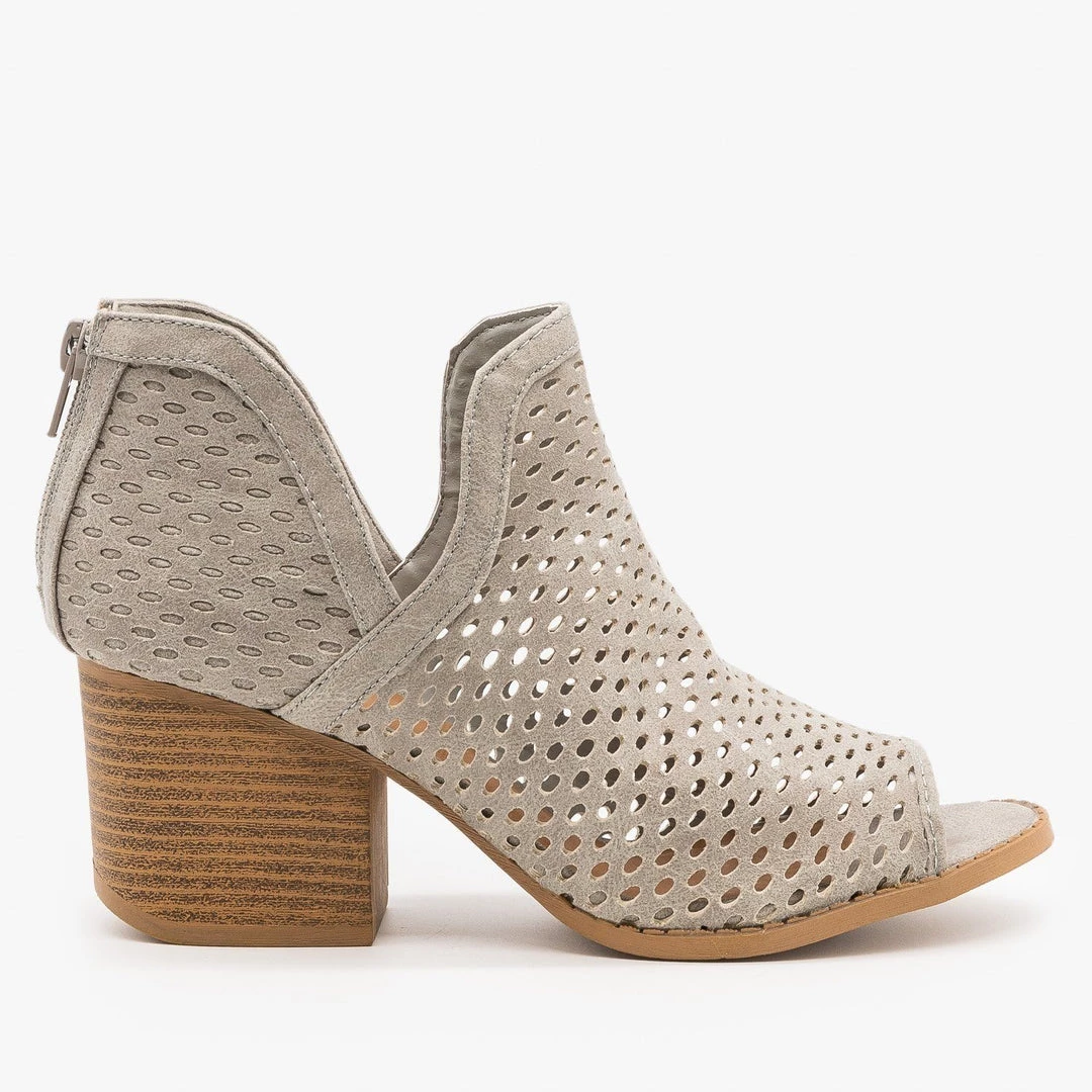 Qupid Shoes Mesh Peep Toe Booties 1 Qupid Shoes Mesh Peep Toe Booties