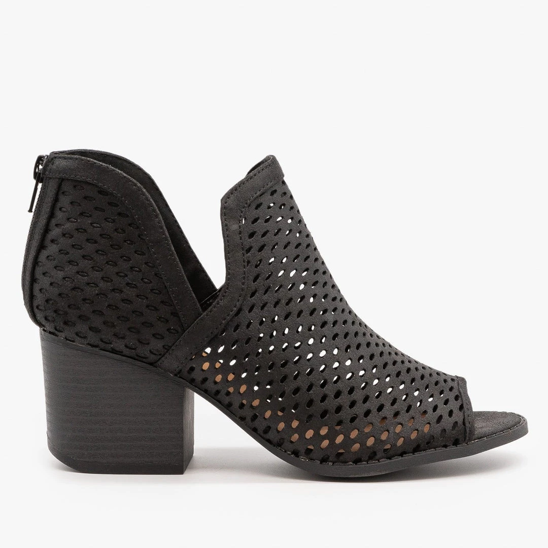 Qupid Shoes Mesh Peep Toe Booties 4 Qupid Shoes Mesh Peep Toe Booties