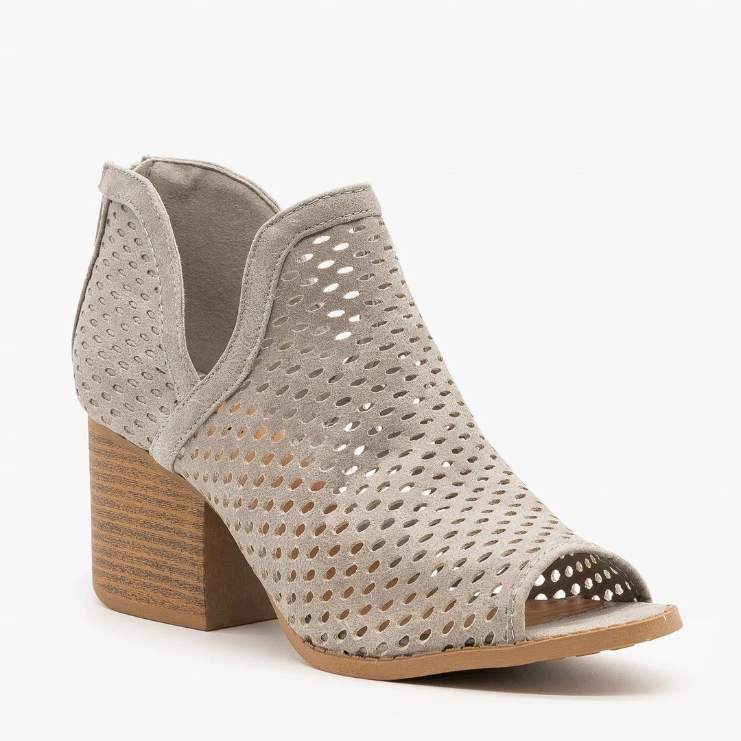 Qupid Shoes Mesh Peep Toe Booties 2 Qupid Shoes Mesh Peep Toe Booties