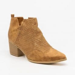 Qupid Shoes Mesh Pointed Toe Western Booties Newest Arrivals