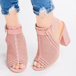 Bamboo Shoes Newest Arrivals Mesh Slingback Chunky Heels
