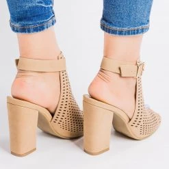 Bamboo Shoes Newest Arrivals Mesh Slingback Chunky Heels