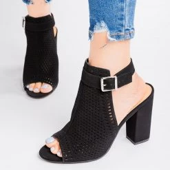 Bamboo Shoes Newest Arrivals Mesh Slingback Chunky Heels