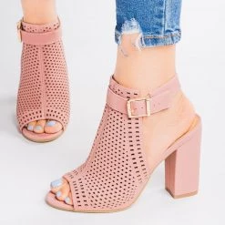 Bamboo Shoes Newest Arrivals Mesh Slingback Chunky Heels