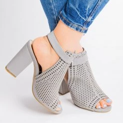 Bamboo Shoes Newest Arrivals Mesh Slingback Chunky Heels