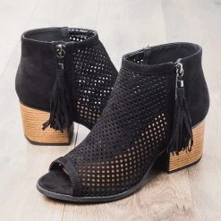 Qupid Shoes Mesh Tassel Heel Booties Newest Arrivals