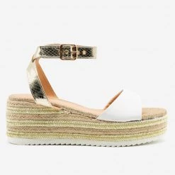Mata Metallic Accent Espadrille Platform Sandals