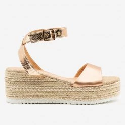 Mata Metallic Accent Espadrille Platform Sandals