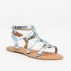 Qupid Shoes Metallic Caged Gladiator Sandals Newest Arrivals