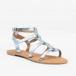 Qupid Shoes Metallic Caged Gladiator Sandals Newest Arrivals