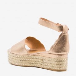 Bamboo Shoes Newest Arrivals Metallic Scalloped Edge Espadrille Flatforms