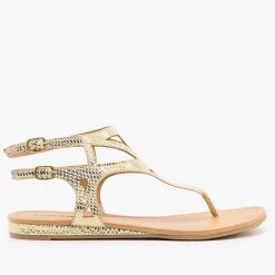 City Classified Shoes Newest Arrivals Metallic Snake Print Sandals