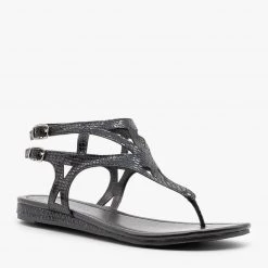 City Classified Shoes Newest Arrivals Metallic Snake Print Sandals