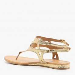 City Classified Shoes Newest Arrivals Metallic Snake Print Sandals