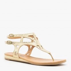 City Classified Shoes Newest Arrivals Metallic Snake Print Sandals