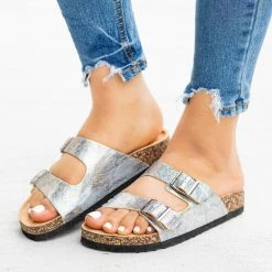 Mata Metallic Snakeskin Slides 24 Mata Metallic Snakeskin Slides