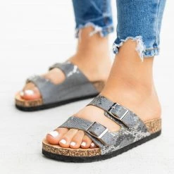 Mata Metallic Snakeskin Slides 23 Mata Metallic Snakeskin Slides