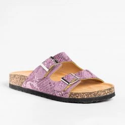 Mata Metallic Snakeskin Slides