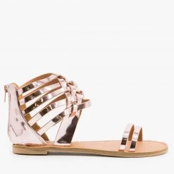 Qupid Shoes Newest Arrivals Metallic Strappy Gladiator Sandals