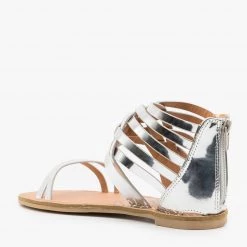 Qupid Shoes Newest Arrivals Metallic Strappy Gladiator Sandals