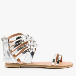 Qupid Shoes Newest Arrivals Metallic Strappy Gladiator Sandals
