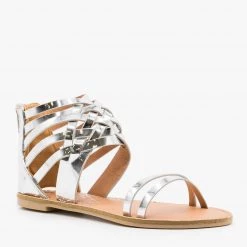 Qupid Shoes Newest Arrivals Metallic Strappy Gladiator Sandals