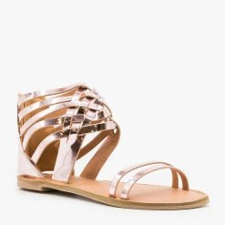 Qupid Shoes Newest Arrivals Metallic Strappy Gladiator Sandals