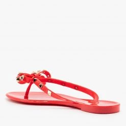 Top Moda Metallic Studded Jelly Flip Flop Sandals