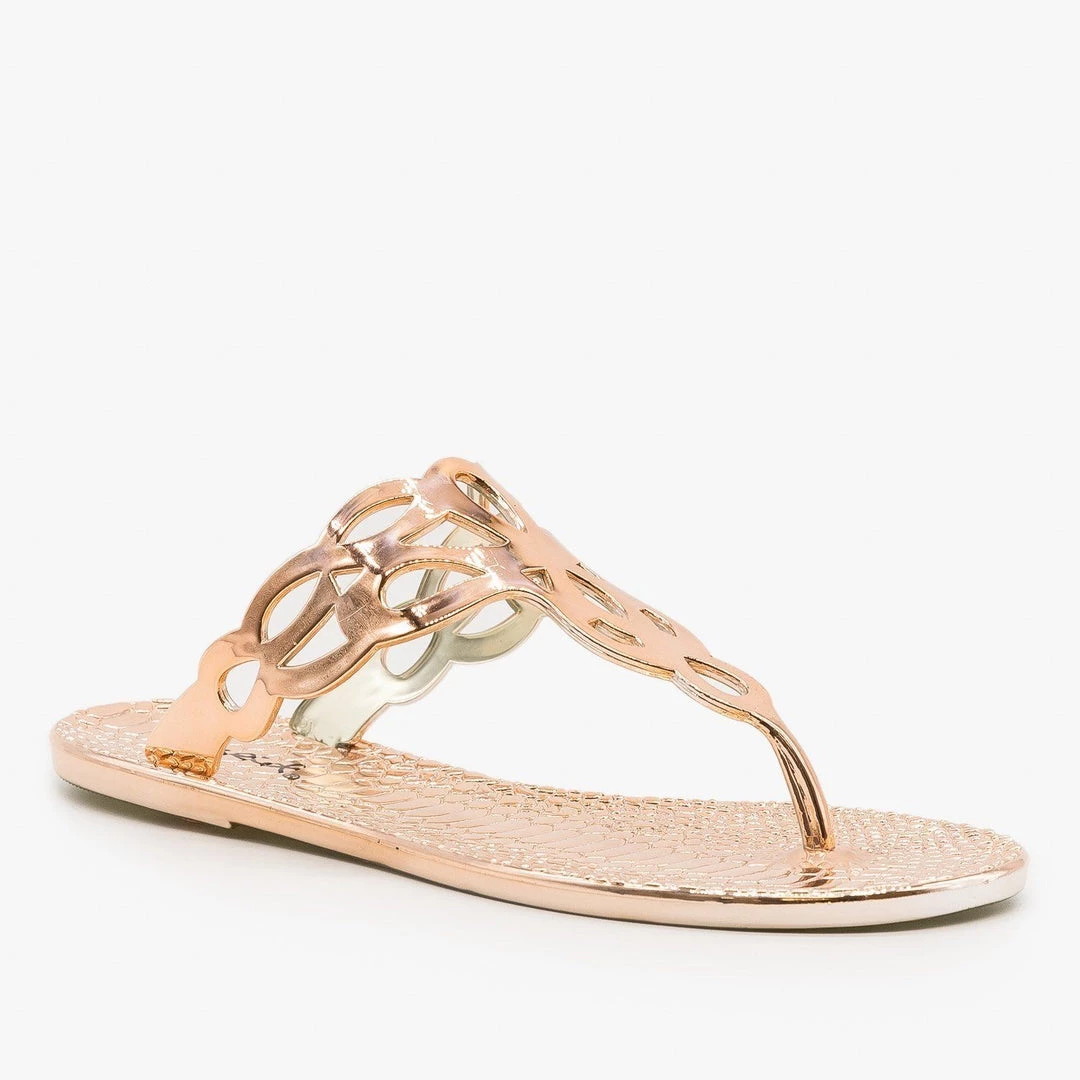 Qupid Shoes Metallic Thong-Toe Sandals Newest Arrivals 3 Qupid Shoes Metallic Thong-Toe Sandals Newest Arrivals