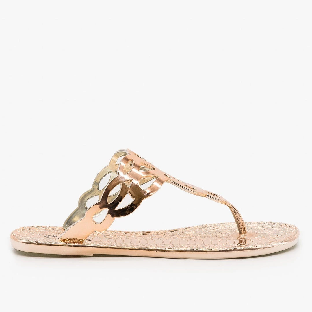 Qupid Shoes Metallic Thong-Toe Sandals Newest Arrivals 1 Qupid Shoes Metallic Thong-Toe Sandals Newest Arrivals
