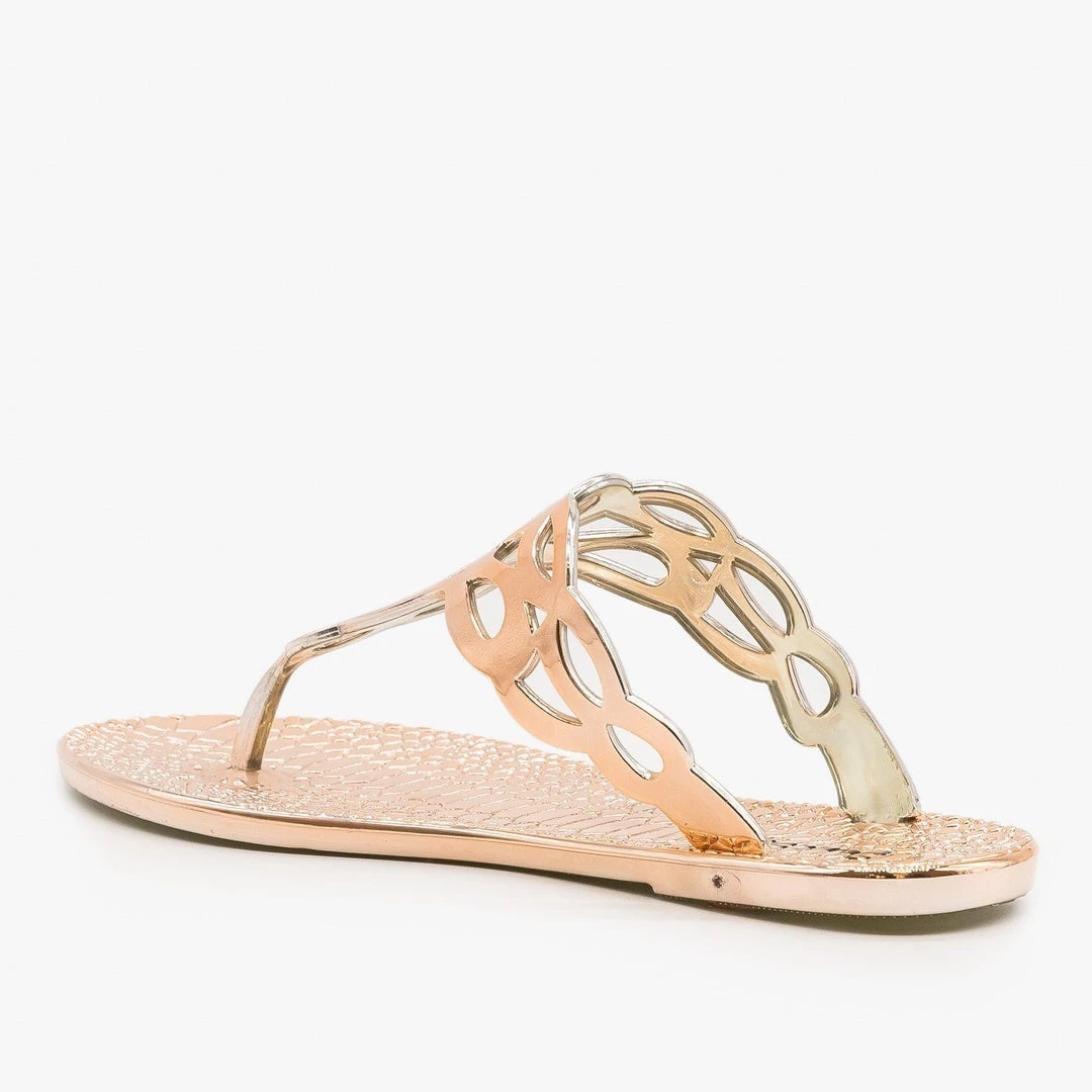 Qupid Shoes Metallic Thong-Toe Sandals Newest Arrivals 2 Qupid Shoes Metallic Thong-Toe Sandals Newest Arrivals