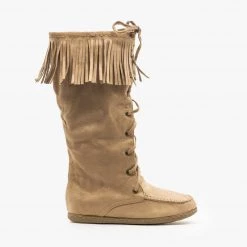 Soda Shoes Newest Arrivals Mid Calf Fringe Moccasin Boots