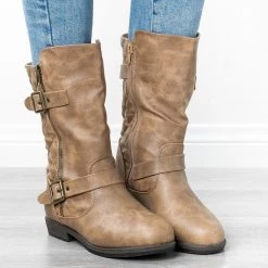 Glaze Newest Arrivals Mid Calf Quilted Riding Boots