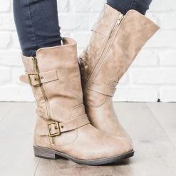 Glaze Newest Arrivals Mid Calf Quilted Riding Boots