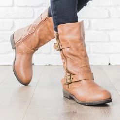 Glaze Newest Arrivals Mid Calf Quilted Riding Boots