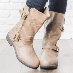 Glaze Newest Arrivals Mid Calf Quilted Riding Boots
