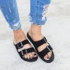 Bamboo Miranda Double Buckle Slides Newest Arrivals
