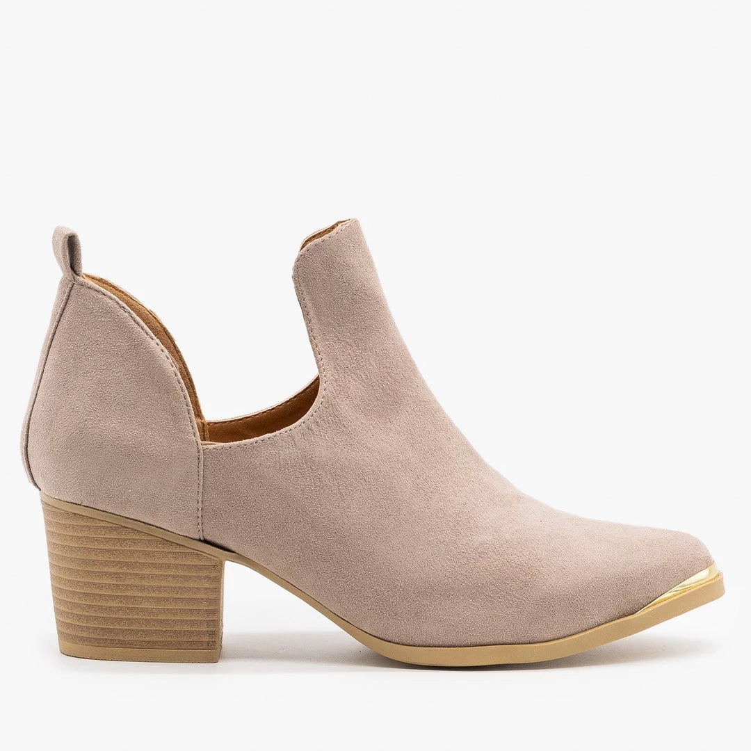 Qupid Shoes Modern Gold Toe Accent Booties Newest Arrivals 1 Qupid Shoes Modern Gold Toe Accent Booties Newest Arrivals